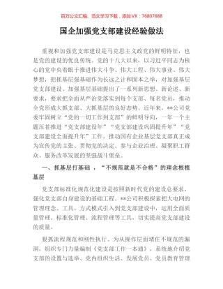国企加强党支部建设经验做法.docx