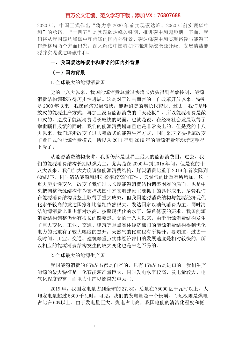 碳达峰碳中和主题宣讲材料：碳达峰碳中和实现路径及“十四五”能源发展展望.docx_第1页