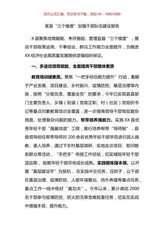 某县“三个维度”加强干部队伍建设报告.docx
