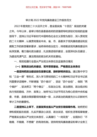 审计局2022年党风廉政建设工作报告.docx