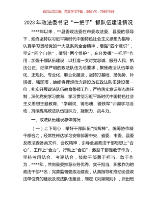 2023年政法委书记“一把手”抓队伍建设情况.docx