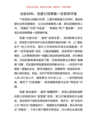 经验材料：党建引领厚植一流营商环境.docx
