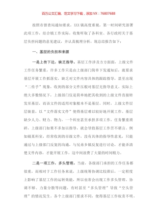 X镇关于基层负担相关问题的情况报告.docx
