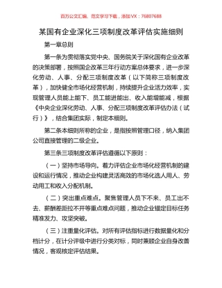 某国有企业深化三项制度改革评估实施细则.docx