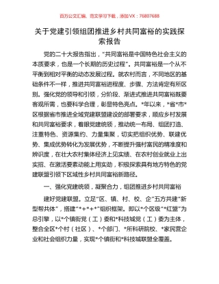 关于党建引领组团推进乡村共同富裕的实践探索报告.docx