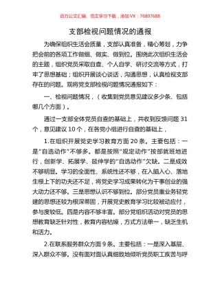 支部检视问题情况的通报.docx