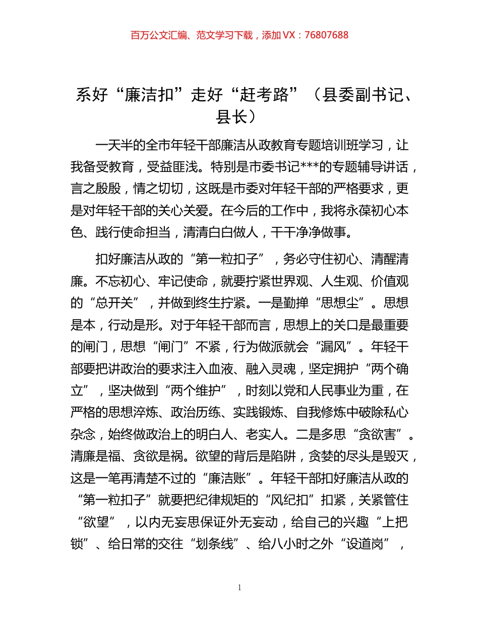-“廉洁扣”走好“赶考路”（县委副书记、县长）.docx_第1页