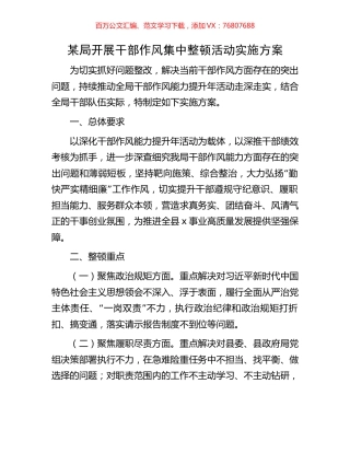 某局开展干部作风集中整顿活动实施方案.docx