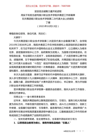 丁媛：在共青团银川职业技术学院第二次代表大会上的报告.doc