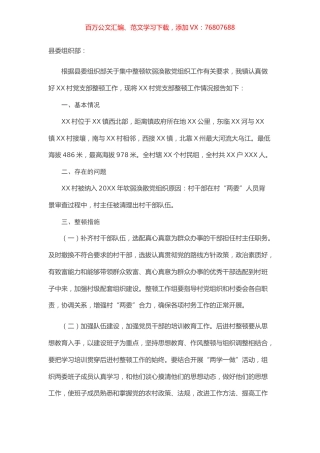 XX镇XX村整顿工作情况报告.docx