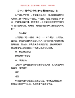 关于开展会风会纪专项整治活动方案.docx