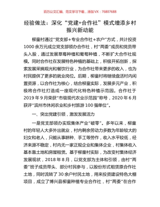 经验做法：深化“党建+合作社”模式增添乡村振兴新动能.docx