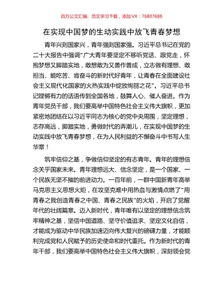 在实现中国梦的生动实践中放飞青春梦想.docx