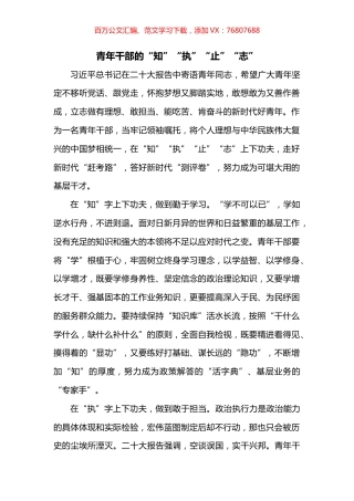 青年干部的“知”“执”“止”“志”.docx