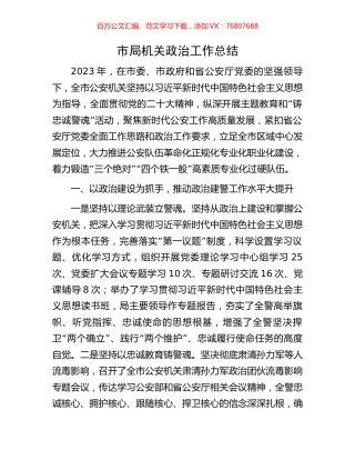 市局机关政治工作总结.docx