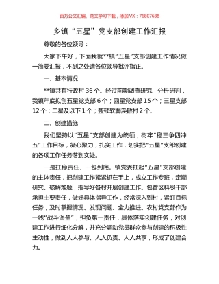 乡镇“五星”党支部创建工作汇报.docx