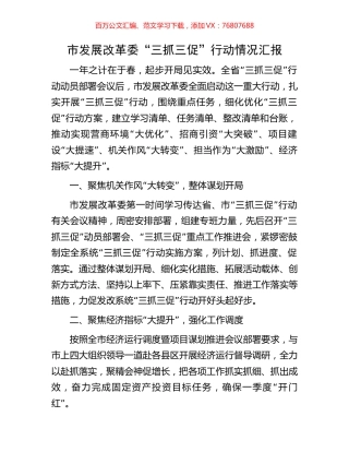 市发展改革委“三抓三促”行动情况汇报.docx