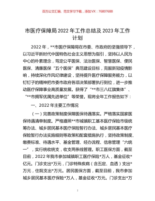-市医疗保障局2022年工作总结及2023年工作计划.docx
