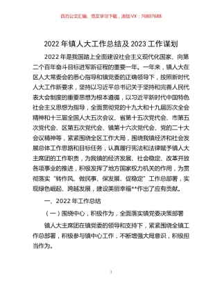 -2022年镇人大工作总结及2023工作谋划.docx