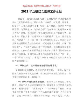 2022年县基层党组织工作总结.docx