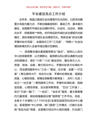 平安建设亮点工作介绍.docx