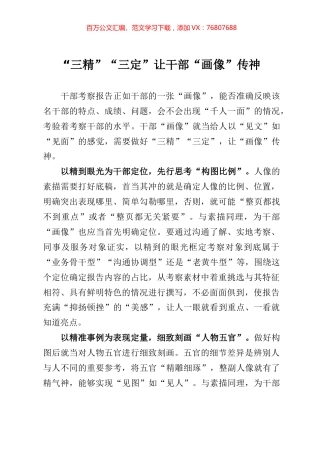 经验材料三精三定让干部画像传神.docx