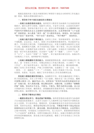 某镇领导班子分析研判自查报告.docx