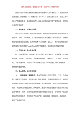 X区开展后进村集中整顿情况报告.docx