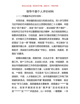 领导干部个人评价材料.docx