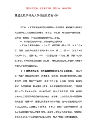 基层党组织带头人队伍建设经验材料.docx