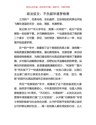政法征文：不负韶华  逐梦检察.docx