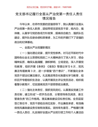 党支部书记履行全面从严治党第一责任人责任情况报告.docx