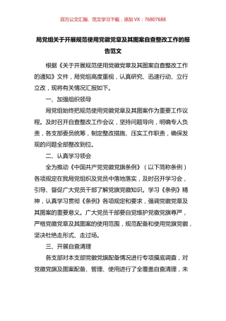 局党组关于开展规范使用党徽党章及其图案自查整改工作的报告.docx