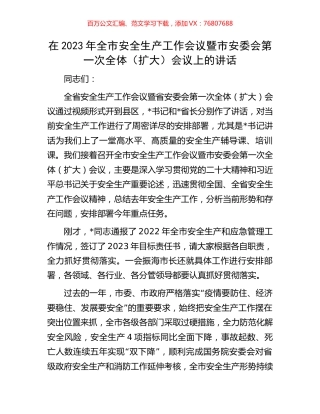 在2023年全市安全生产工作会议暨市安委会第一次全体.docx