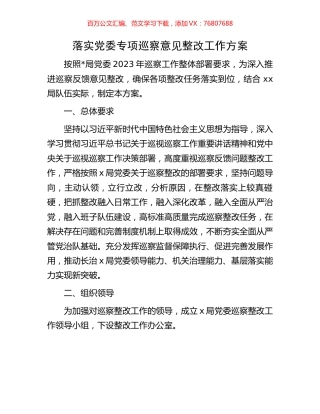 落实党委专项巡察意见整改工作方案.docx