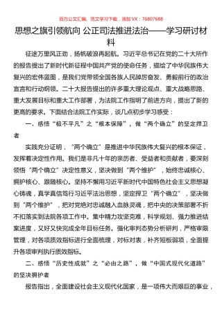 思想之旗引领航向 公正司法推进法治——学习研讨材料.docx
