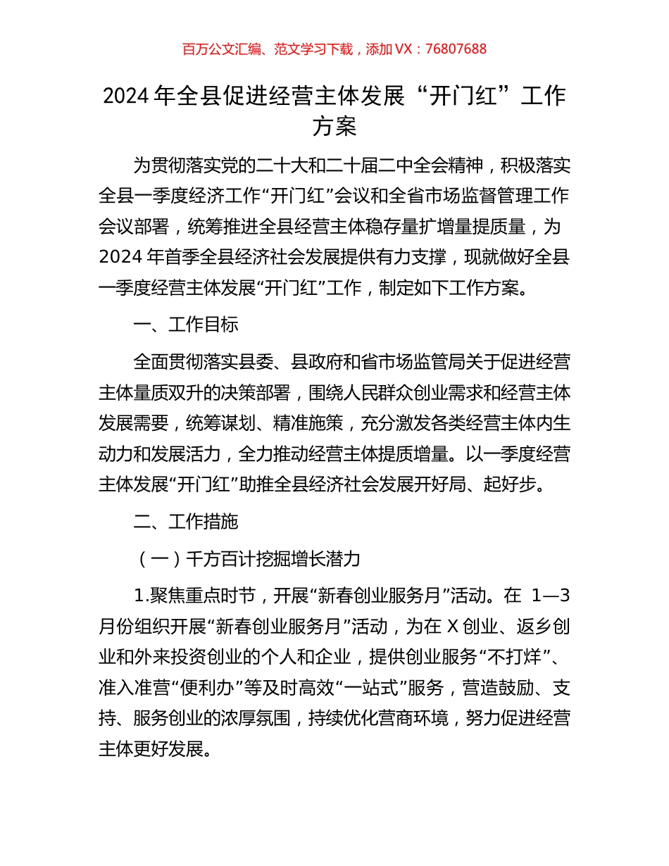 2024年全县促进经营主体发展“开门红”工作方案.docx_第1页