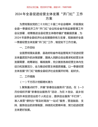 2024年全县促进经营主体发展“开门红”工作方案.docx