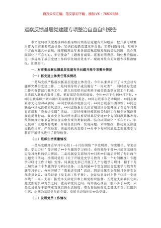 巡察反馈基层党建题专项整治自查自纠报告.docx