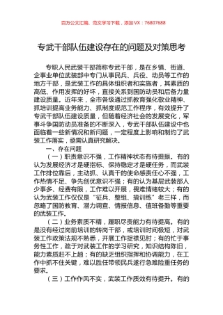 专武干部队伍建设存在的问题及对策思考.docx