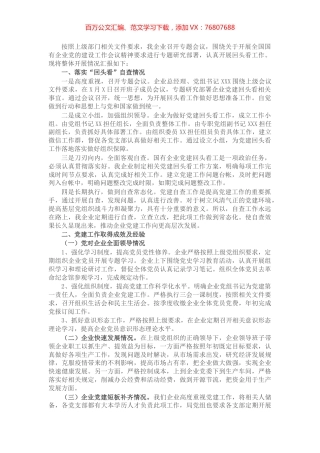 企业关于开展全国国有企业党的建设工作会议精神贯彻落实情况“回头看”的情况报告.docx