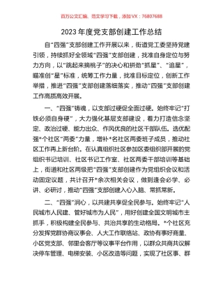 2023年度党支部创建工作总结.docx