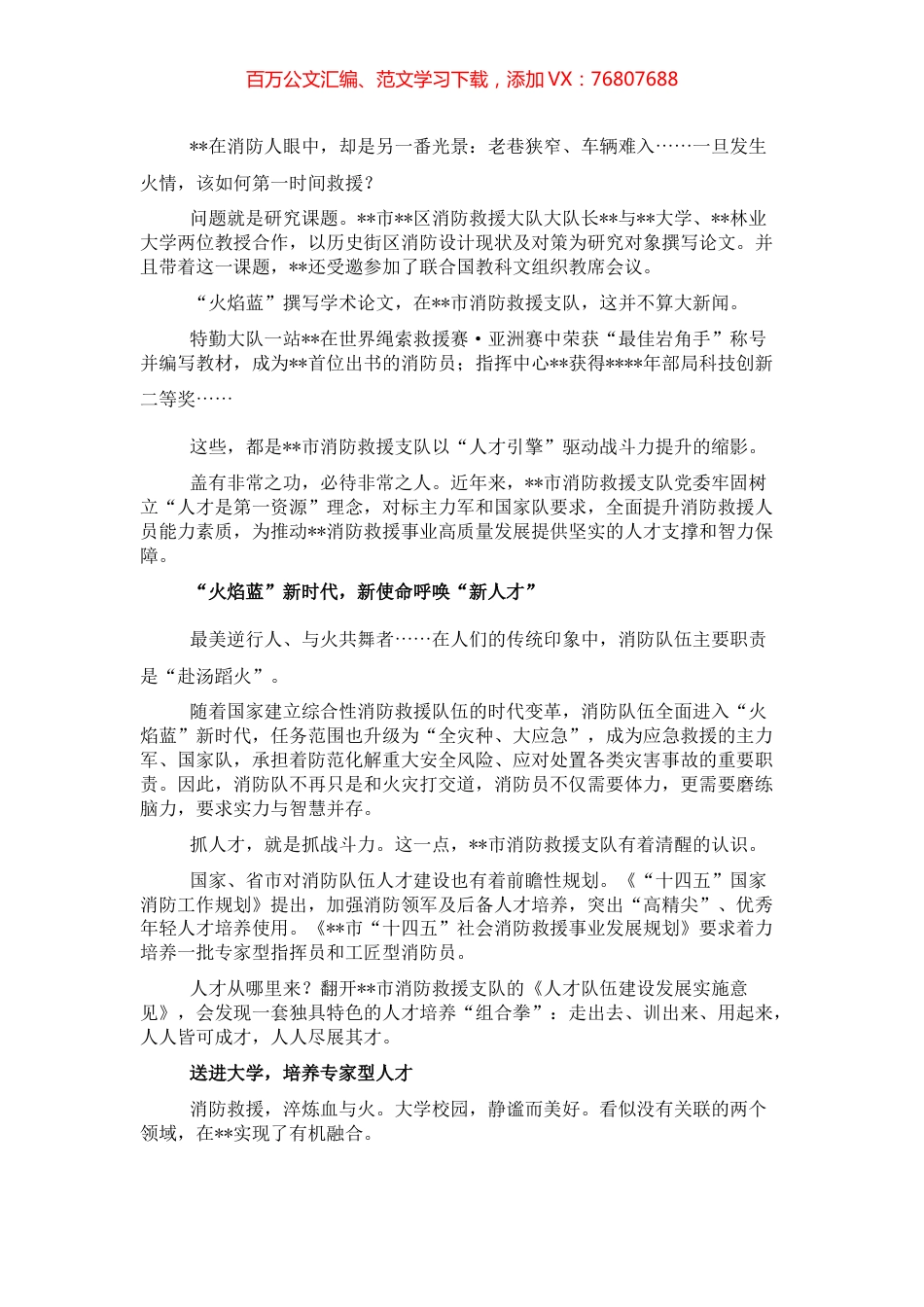 消防救援支队人才队伍建设工作综述.docx_第1页