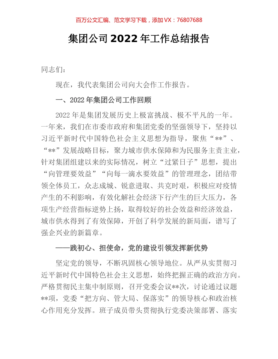 集团公司2022年工作总结报告.docx_第1页