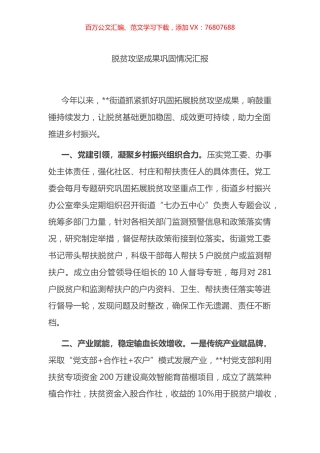 脱贫攻坚成果巩固情况汇报.docx