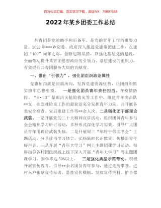 2022年某乡团委工作总结.docx