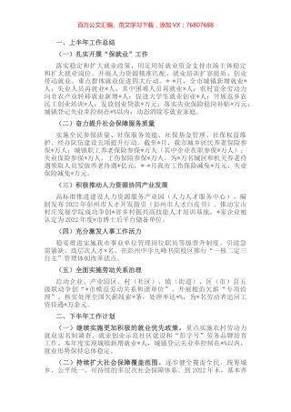 市人社局2022年上半年工作汇报.docx