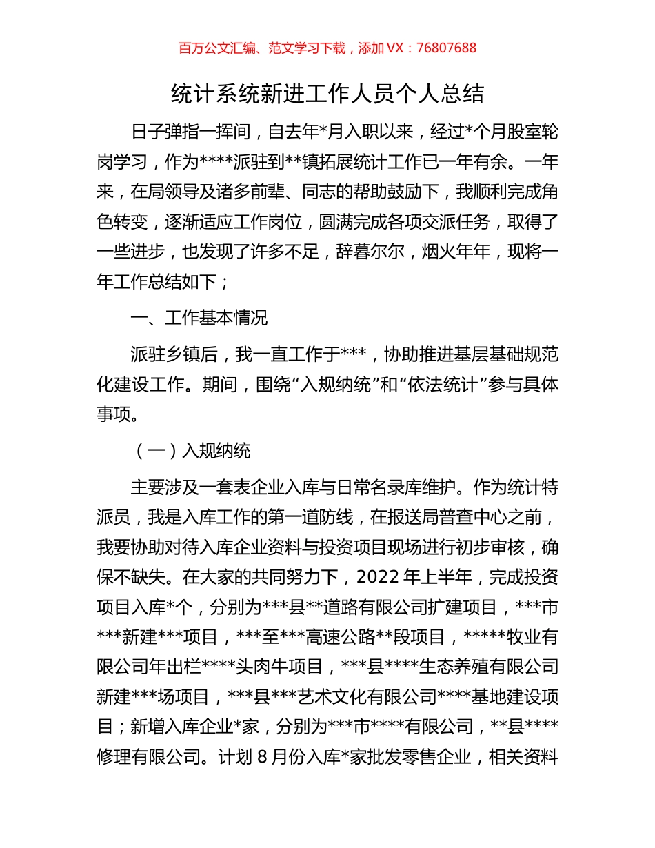 统计系统新进工作人员个人总结.docx_第1页