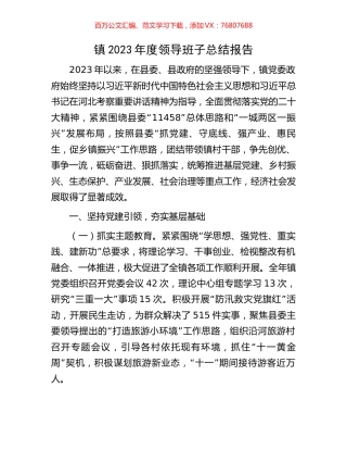 镇2023年度领导班子总结报告.docx