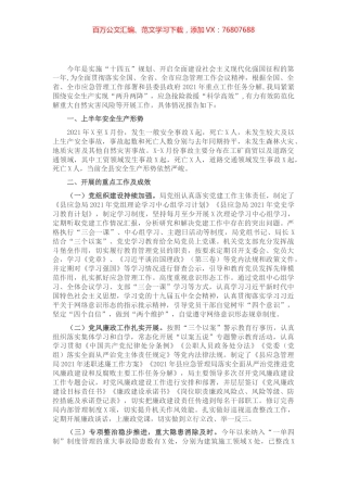 X县应急管理局2021年上半年工作总结​​.docx